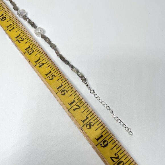 Natural Labradorite Chip White AB Froster Glass Beaded Necklace Boho Statement - Picture 8 of 8